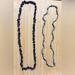 Blue and Gray Stone Beaded Necklaces Bundle of 2